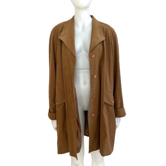 Yuma Vintage Style Oversized Tan Trench Coat Unisex - Picture 3 of 7